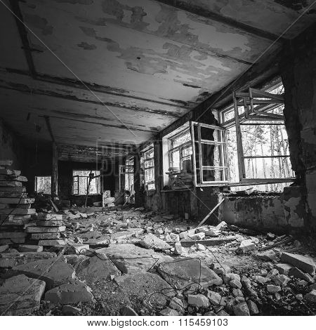 Abandoned Building Interior. Old forsaken house