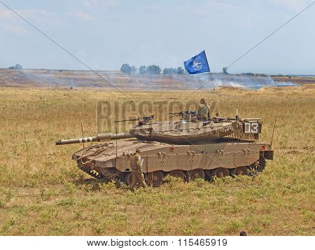 Merkava Tanks And Israeli Soldiers In Training Armored Forces
