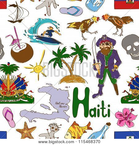 Sketch Haiti Seamless Pattern.