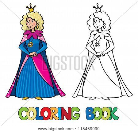 Beauty fairy queen or princess. Coloring book