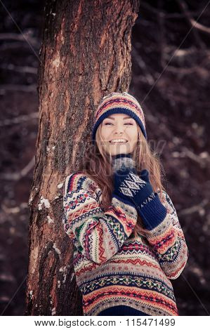 Young Woman In Wintertime Outdoor