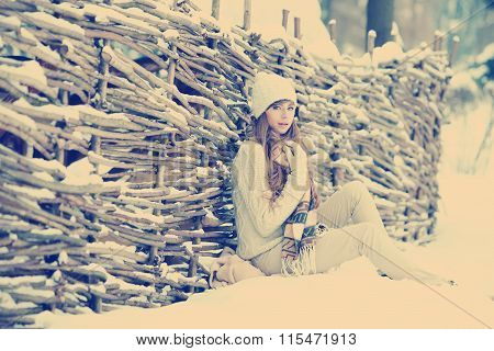 Young Woman In Wintertime Outdoor