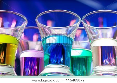 Closeup of color shoots alcohol drinks in the bar