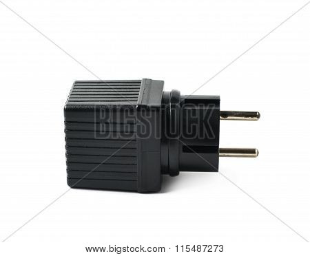 Black plastic adapter isolated