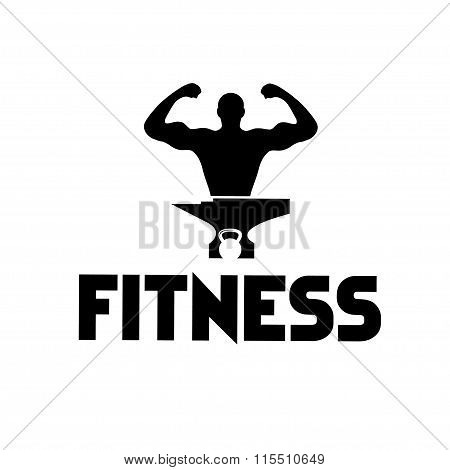 Man Of Fitness Silhouette Character ,kettlebell And Anvil