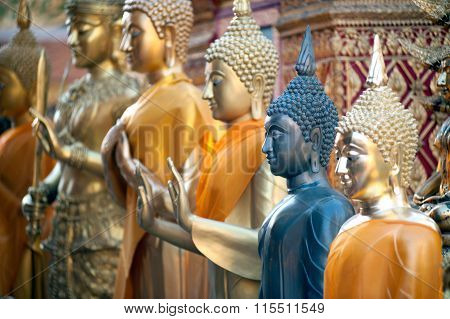 Outdoor Buddha Statue Of Wat Phra That Doi Suthep In Thailand.