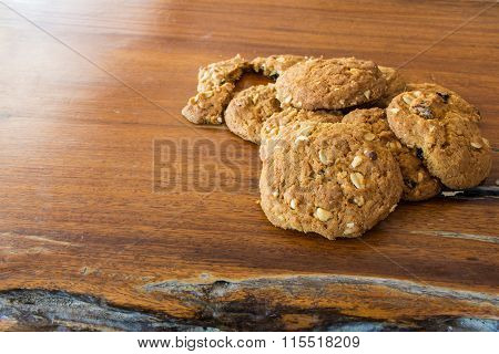 sweet cookie on wood floor close up