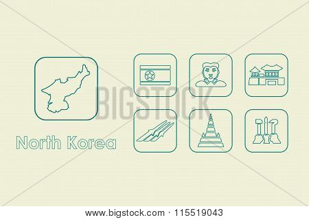 Set of North Korea simple icons