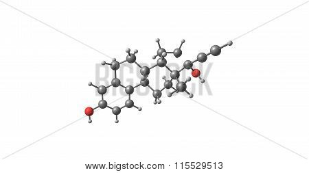 Ethinyl Estradiol Molecule isolated on white