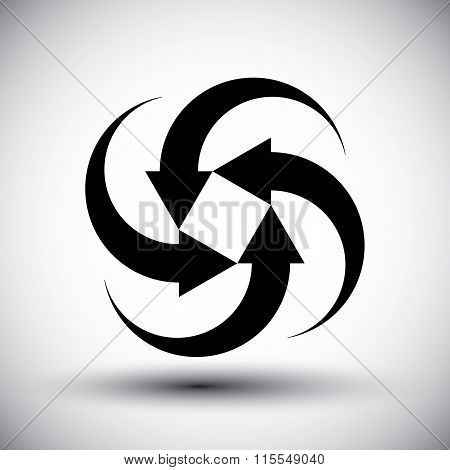 Four Arrows Loop Conceptual Icon, Abstract New Idea Vector Symbol.