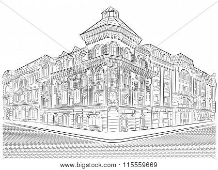 Detailed Old Buildings On The Street Corner