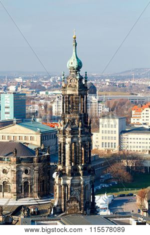 Dresden. Belfry Hofkirche.