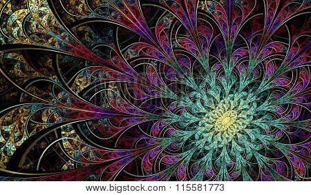 Multicolored symmetrical fractal pattern as flower