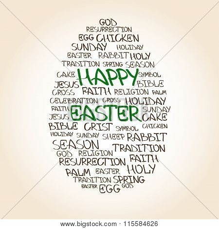 Easter Egg Made From Handwritten Words