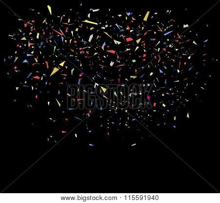 Colorful confetti on black background