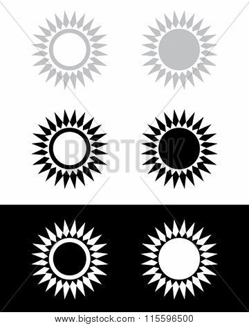 A collection of vector abstract sun graphics
