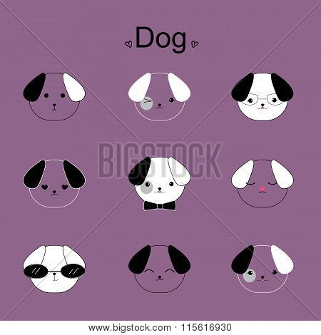 face dog cartoon vector