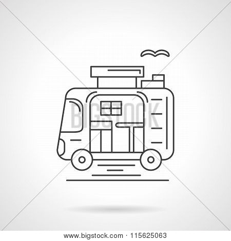 Camping car thin line vector icon.