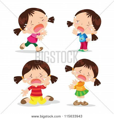 Cute Girl Crying Cartoon