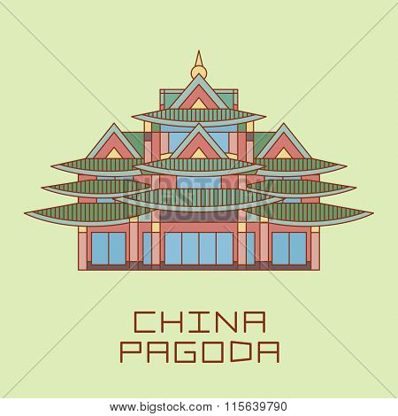 Buddist Pagoda white line drawn vector illustration