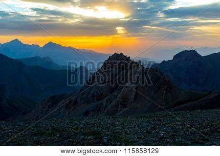 Sunset mountain panorama