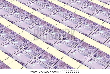 Congolese francs bills stacked background. Computer generated 3D photo rendering.