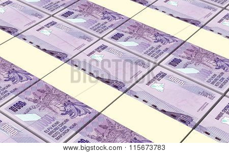 Congolese francs bills stacked background. Computer generated 3D photo rendering.