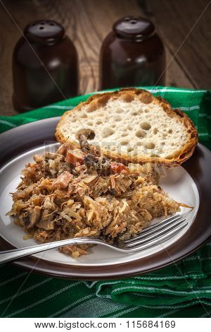 Traditional Polish Sauerkraut (bigos) With Mushrooms And Meat.