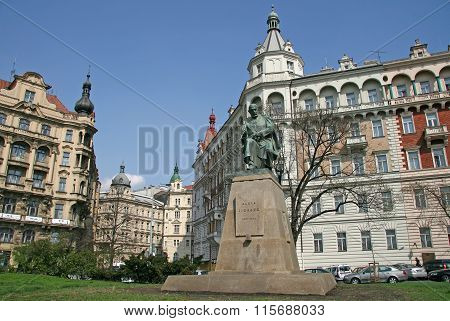 Prague, Czech Republic - April 16, 2010:  Statue Of Alois Jirasek At Jiraskovo Namesti (the Jirasek