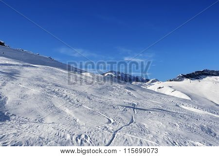 Off-piste Slope At Sun Day