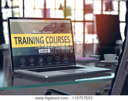 Training Courses Concept on Laptop Screen.