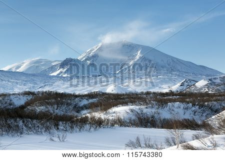 Winter Volcanic Landscape Of Kamchatka Peninsula
