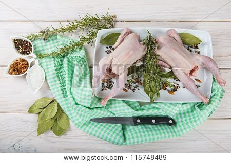 Raw Poussin With Herbs And Spices