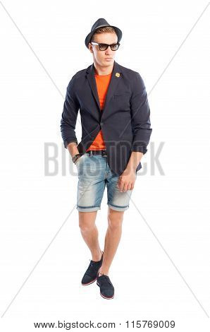 Funky Suit Jacket And Short Jeans.