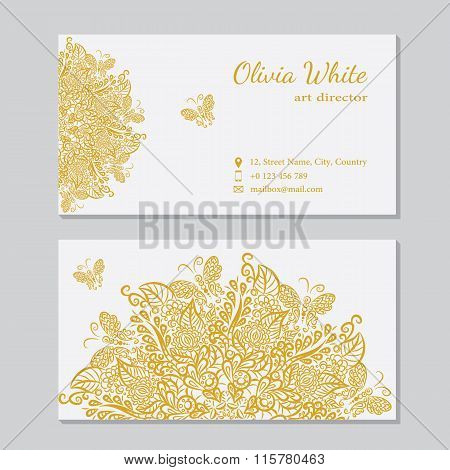 Vector  Business Card. White Background.