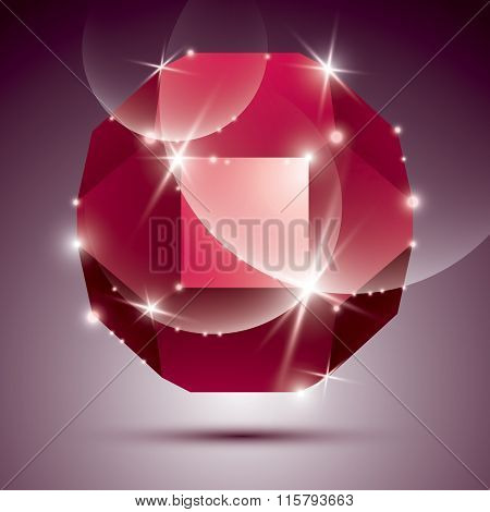 Party Dimensional Red Sparkling Disco Ball. Vector Dazzling Abstract Illustration - Eps10 Treasure.