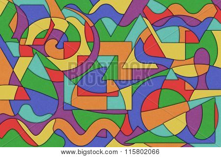 A Cubist Abstract Background with Swirling Lines and Shapes