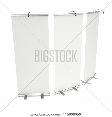 Blank Roll Up Banner Stand. 3D