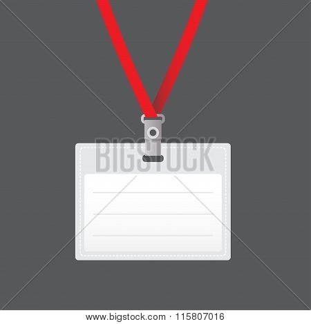 Lanyard with Tag Badge Holder or retractor end badge. Vector Illustration.