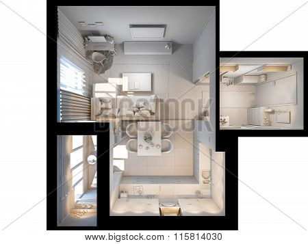 Small Apartments In Pastel Colors.