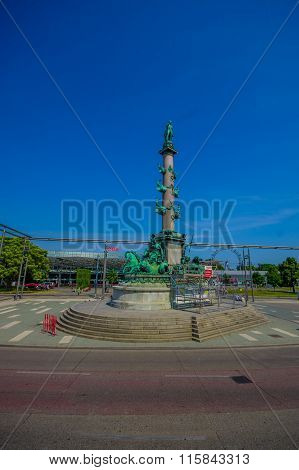 Vienna, Austria - 11 August, 2015: Wilhelm Von Tegetthoff monument on a beautiful sunny day