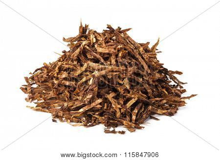 dried smoking tobacco. Isolated on a white background.