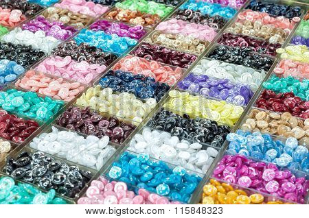 Colourful Buttons On Display At A Market Stall