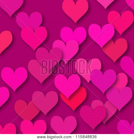 Happy Valentines day. Abstract applique paper hearts.