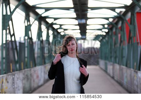 Beautiful brunette girl in winter clothes