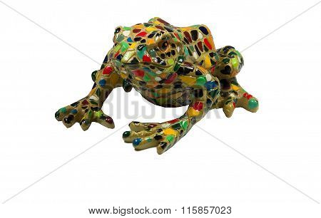 Frog Figurine Made Of Colored Stone In The Spanish Style