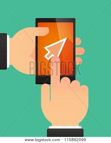 Man Using A Phone Showing A Cursor