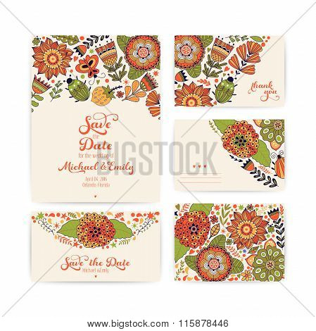 Wedding Invitation Template, invitation, envelope, thank you card,