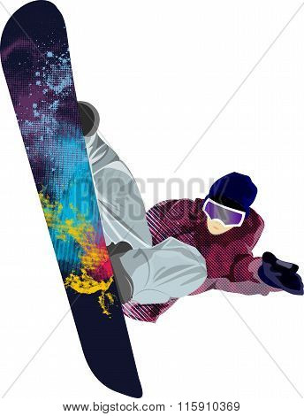 Snowboarder jumping pose winter people tricks