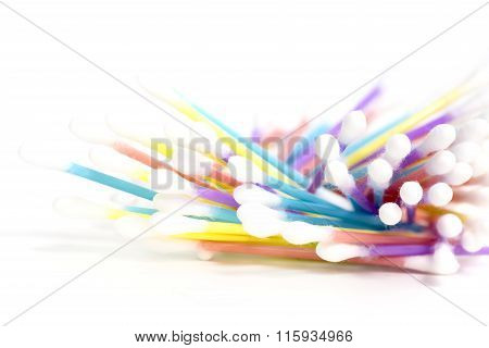Pile Of Q Tips On A White Background